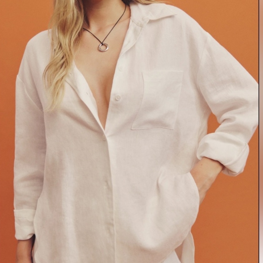 Reformation Will Oversized Button Down Linen Shirt